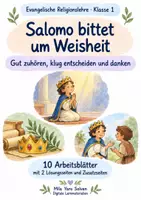Vorschau - Arbeitsblätter - Salomo bittet um Weisheit | Religion Klasse 1 Arbeitsblätter | Evangelische Religionslehre | 10 Arbeitsblätter als PDF - Deckblatt