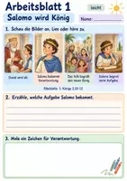 Vorschau - Arbeitsblätter - Salomo bittet um Weisheit | Religion Klasse 1 Arbeitsblätter | Evangelische Religionslehre | 10 Arbeitsblätter als PDF - Seite 1