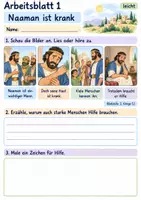 Vorschau - Arbeitsblätter - Naaman wird gesund | Religion Klasse 1 Arbeitsblätter | Evangelische Religionslehre | 10 Arbeitsblätter als PDF - Seite 1