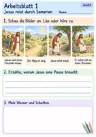 Vorschau - Arbeitsblätter - Jesus und die Frau am Brunnen | Religion Klasse 1 Arbeitsblätter | Evangelische Religionslehre | 10 Arbeitsblätter als PDF - Seite 1