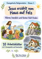 Vorschau - Arbeitsblätter - Jesus erzählt vom Haus auf Fels | Religion Klasse 1 Arbeitsblätter | Evangelische Religionslehre | 10 Arbeitsblätter als PDF - Deckblatt