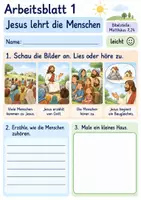 Vorschau - Arbeitsblätter - Jesus erzählt vom Haus auf Fels | Religion Klasse 1 Arbeitsblätter | Evangelische Religionslehre | 10 Arbeitsblätter als PDF - Seite 1