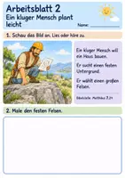 Vorschau - Arbeitsblätter - Jesus erzählt vom Haus auf Fels | Religion Klasse 1 Arbeitsblätter | Evangelische Religionslehre | 10 Arbeitsblätter als PDF - Seite 2