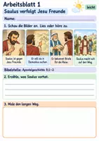 Vorschau - Arbeitsblätter - Paulus begegnet Jesus | Religion Klasse 1 Arbeitsblätter | Evangelische Religionslehre | 10 Arbeitsblätter als PDF - Seite 1