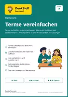 Vorschau - Arbeitsblätter - Terme vereinfachen Klasse 7 – 3 Niveaus - Deckblatt