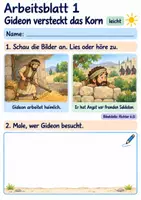 Vorschau - Arbeitsblätter - Gideon bekommt Mut | Religion Klasse 1 Arbeitsblätter | Evangelische Religionslehre | 10 Arbeitsblätter als PDF - Seite 1