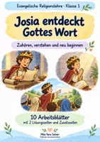 Vorschau - Arbeitsblätter - Josia entdeckt Gottes Wort | Religion Klasse 1 Arbeitsblätter | Evangelische Religionslehre | 10 Arbeitsblätter als PDF - Deckblatt