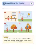 Vorschau - Arbeitsblätter - Bildergeschichte Herbst: Der Drache | Gratis-Arbeitsblatt mit Wortspeicher und Abhakliste | Erzählen · Schreiben · Aufsatz | Deutsch Klasse 2/3 - Deckblatt