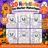 Vorschau - Arbeitsblätter - Dot-Marker - Halloween Monster Feinmotorik Arbeitsblätter - Deckblatt