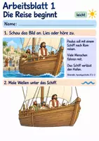Vorschau - Arbeitsblätter - Paulus im Sturm | Religion Klasse 1 Arbeitsblätter | Evangelische Religionslehre | 10 Arbeitsblätter als PDF - Seite 1