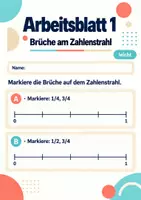 Vorschau - Arbeitsblätter - Brüche am Zahlenstrahl Klasse 5 Gymnasium | Mathematik Sekundarstufe I | 10 Arbeitsblätter mit Lösungen als PDF - Seite 1