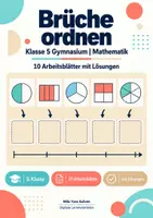Vorschau - Arbeitsblätter - Brüche ordnen Klasse 5 Gymnasium | Mathematik Sekundarstufe I | 10 Arbeitsblätter mit Lösungen als PDF - Deckblatt