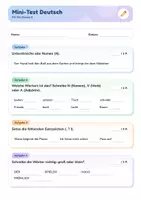 Vorschau - Arbeitsblätter - Fit für Klasse 5: Mini-Test Deutsch | Gratis-Test mit Lösung | Wortarten · Satzzeichen · Rechtschreibung · Übertritt | Deutsch Klasse 4 - Deckblatt