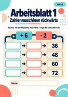 Vorschau - Arbeitsblätter - Zahlenmaschinen rückwärts Klasse 5 Gymnasium | Mathematik Sekundarstufe I | 10 Arbeitsblätter mit Lösungen als PDF - Seite 1
