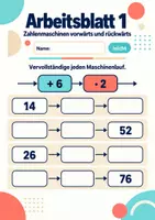Vorschau - Arbeitsblätter - Zahlenmaschinen vorwärts und rückwärts Klasse 5 Gymnasium | Mathematik Sekundarstufe I | 10 Arbeitsblätter mit Lösungen als PDF - Seite 1