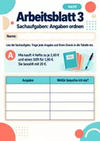 Vorschau - Arbeitsblätter - Sachaufgaben: Angaben ordnen Klasse 5 Gymnasium | Mathematik Sekundarstufe I | 10 Arbeitsblätter mit Lösungen als PDF - Seite 3
