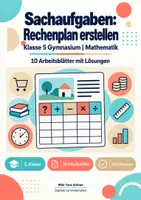 Vorschau - Arbeitsblätter - Sachaufgaben: Rechenplan erstellen Klasse 5 Gymnasium | Mathematik Sekundarstufe I | 10 Arbeitsblätter mit Lösungen als PDF - Deckblatt