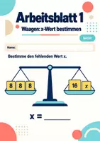 Vorschau - Arbeitsblätter - Waagen: x-Wert bestimmen Klasse 5 Gymnasium | Mathematik Sekundarstufe I | 10 Arbeitsblätter mit Lösungen als PDF - Seite 1