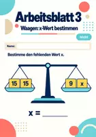 Vorschau - Arbeitsblätter - Waagen: x-Wert bestimmen Klasse 5 Gymnasium | Mathematik Sekundarstufe I | 10 Arbeitsblätter mit Lösungen als PDF - Seite 3
