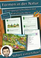 Vorschau - Arbeitsblätter - Formen in der Natur – Lesespurgeschichte mit Rätselaufgaben (Klasse 1) - Deckblatt