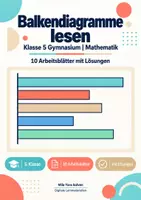 Vorschau - Arbeitsblätter - Balkendiagramme lesen Klasse 5 Gymnasium | Mathematik Sekundarstufe I | 10 Arbeitsblätter mit Lösungen als PDF - Deckblatt