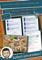 Vorschau - Arbeitsblätter - Farben selbst herstellen – vom Pigment zur Tube – Lesespurgeschichte mit Rätselaufgaben (Klasse 7) - Deckblatt