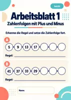 Vorschau - Arbeitsblätter - Zahlenfolgen mit Plus und Minus Klasse 5 Gymnasium | Mathematik Sekundarstufe I | 10 Arbeitsblätter mit Lösungen als PDF - Seite 1