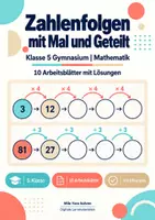 Vorschau - Arbeitsblätter - Zahlenfolgen mit Mal und Geteilt Klasse 5 Gymnasium | Mathematik Sekundarstufe I | 10 Arbeitsblätter mit Lösungen als PDF - Deckblatt
