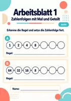 Vorschau - Arbeitsblätter - Zahlenfolgen mit Mal und Geteilt Klasse 5 Gymnasium | Mathematik Sekundarstufe I | 10 Arbeitsblätter mit Lösungen als PDF - Seite 1