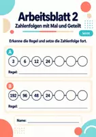 Vorschau - Arbeitsblätter - Zahlenfolgen mit Mal und Geteilt Klasse 5 Gymnasium | Mathematik Sekundarstufe I | 10 Arbeitsblätter mit Lösungen als PDF - Seite 2