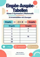 Vorschau - Arbeitsblätter - Eingabe-Ausgabe-Tabellen Klasse 5 Gymnasium | Mathematik Sekundarstufe I | 10 Arbeitsblätter mit Lösungen als PDF - Deckblatt