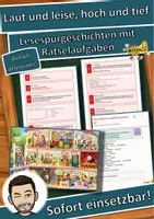 Vorschau - Arbeitsblätter - Laut und leise, hoch und tief – Lesespurgeschichte mit Rätselaufgaben (Klasse 1) - Deckblatt