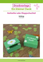 Vorschau - Mal- und Bastelvorlagen - Bastelvorlage: Ein kleiner Dank mit Aufsteller oder Klappschachtel für süße Botschaften - Deckblatt