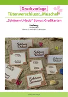 Vorschau - Mal- und Bastelvorlagen - Druckvorlage Muschel: Grußkärtchen & Tütenverschluss - Schönen Urlaub - Deckblatt