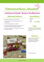 Vorschau - Mal- und Bastelvorlagen - Druckvorlage Muschel: Grußkärtchen & Tütenverschluss - Schönen Urlaub - Seite 1