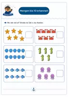 Vorschau - Arbeitsblätter - Zahldarstellungen und Zahlbeziehungen bis 20 – Mathematik Klasse 1 – Kapitän Otter - Seite 1