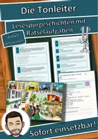 Vorschau - Stationenlernen - Die Tonleiter – Dur und Moll – Lesespurgeschichte mit Rätselaufgaben (Klasse 6) - Deckblatt