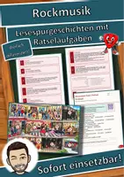 Vorschau - Mal- und Bastelvorlagen - Rock ’n’ Roll und Rockmusik – Lesespurgeschichte mit Rätselaufgaben (Klasse 9) - Deckblatt