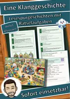 Vorschau - Mal- und Bastelvorlagen - Eine Klanggeschichte – Musik erzählt vom Wald – Lesespurgeschichte mit Rätselaufgaben (Klasse 1) - Deckblatt