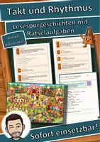 Vorschau - Arbeitsblätter - Takt und Rhythmus – Lesespurgeschichte mit Rätselaufgaben (Klasse 3) - Deckblatt