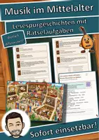 Vorschau - Arbeitsblätter - Musik im Mittelalter – Mönche, Minnesänger und Spielleute – Lesespurgeschichte mit Rätselaufgaben (Klasse 7) - Deckblatt