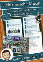 Vorschau - Mal- und Bastelvorlagen - Elektronische Musik – vom Theremin bis zum Laptop – Lesespurgeschichte mit Rätselaufgaben (Klasse 10) - Deckblatt