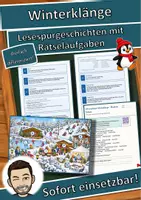 Vorschau - Mal- und Bastelvorlagen - Winterklänge – Musik im Schnee – Lesespurgeschichte mit Rätselaufgaben (Klasse 1) - Deckblatt