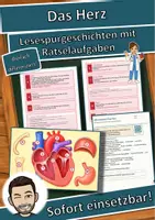 Vorschau - Arbeitsblätter - Das Herz – Lesespurgeschichte mit Rätselaufgaben (Klasse 8) - Deckblatt