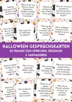 Vorschau - Spiele - Halloween Gesprächskarten für Kinder - 24 Fragen für Morgenkreis, Unterricht & Klassengemeinschaft - Halloween in der Klasse - Halloween Spiele und Aktivitäten - Deckblatt