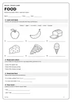 Vorschau - Arbeitsblätter - Englisch Grundschule – Animals, Food & Drinks | 3 kostenlose Arbeitsblätter zum Ausmalen - Seite 1