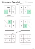 Vorschau - Arbeitsblätter - Wörtersuche Bauernhof (mit 5 Buchstaben) - Seite 1