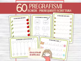 anteprima - Esercizi - 60 Schede di Pregrafismo e Tratteggio Scuola Infanzia e Prima Elementare | Motricità Fine, Controllo della Matita e Disegni da Colorare | Prerequisiti Scrittura - Pagina di copertina