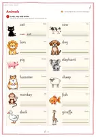 Vorschau - Arbeitsblätter - Tiere Englisch Klasse 3 | Animals Englisch | Tiere auf Englisch Arbeitsblätter | Pets, Farm Animals, Wild Animals | Englisch Grundschule - Seite 1