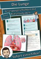 Vorschau - Stationenlernen - Die Lunge – Lesespurgeschichte mit Rätselaufgaben (Klasse 8) - Deckblatt